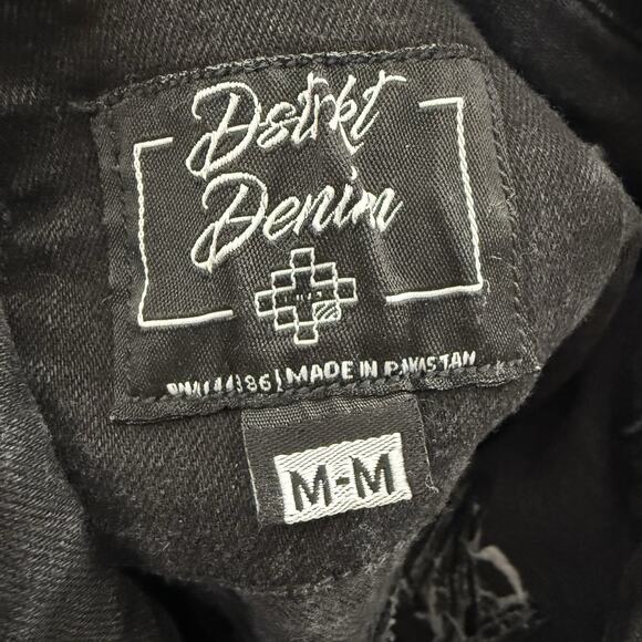 8ighth Dstrkt Jacket Men Medium Black Denim Stretch Grunge Distressed Angel Goth - Picture 11 of 12